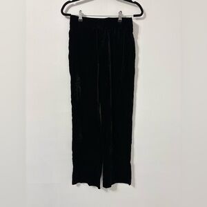 Zara Black Crushed Velvet High Waist Wide Leg Pants Sz XS